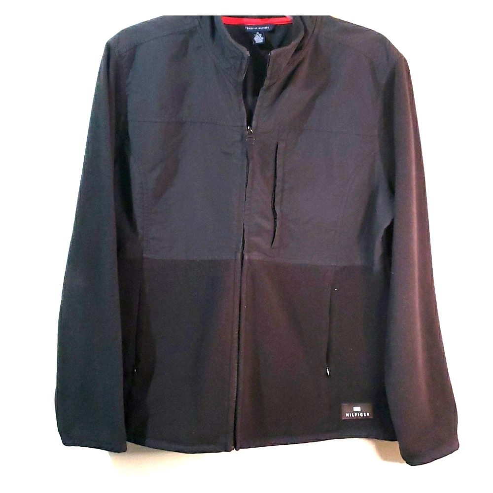 Tommy Hilfiger xl black fleece jacket mixed fabric